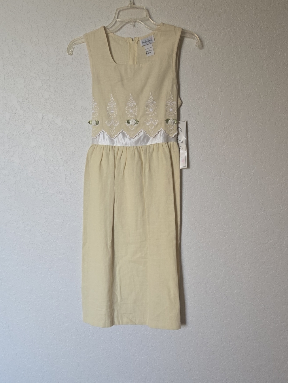 Emily ROSE Yellow Embroidered Sleeveless Linen Dress